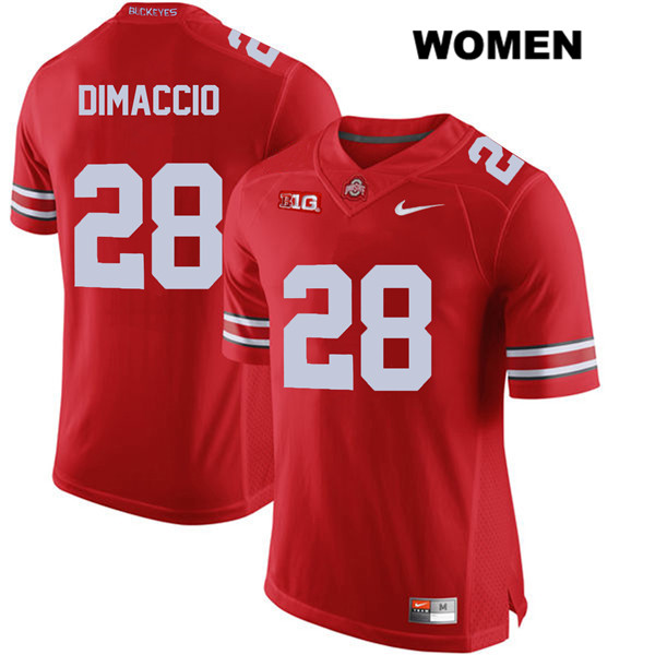 Ohio State Buckeyes Women's Dominic DiMaccio #28 Red Authentic Nike College NCAA Stitched Football Jersey IL19C41GW